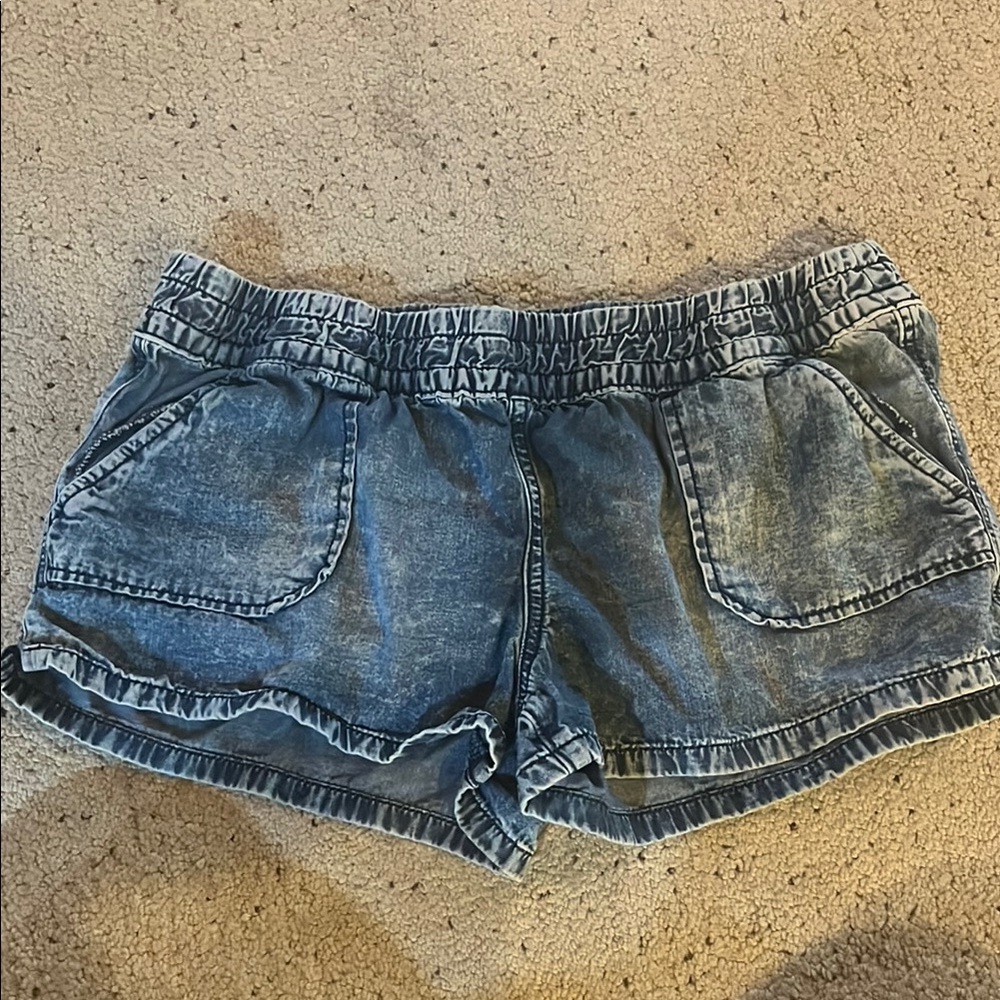 Arizona Jean Company Blue Elastic Waist Jean Shorts Relaxed Fit